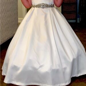 Little girls white flower girl dress